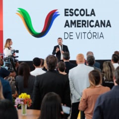 Américo Buaiz Filho discursa na inauguração da Escola Americana de Vitória campus Aeroporto: Legado e referência de  educação internacional. Crédito: Everton Nunes