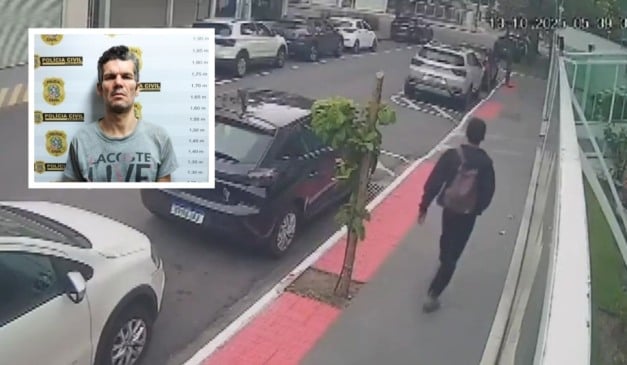 Imagem mostra Clésio Alves de Oliveira deixando apartamento em Jardim da Penha