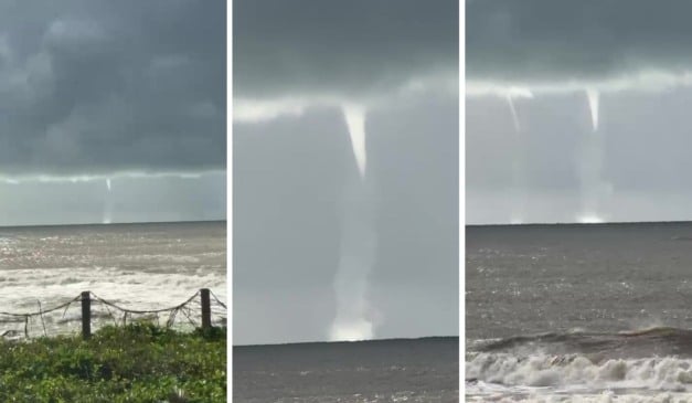 Imagens da tromba d'água em Anchieta