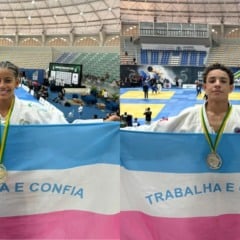 Karoliny Franco e Daniel Marianelli Almeida. Judocas do ES no Campeonato Brasileiro de Judô Sub-15. João Pessoa (PB). 03/10/2025