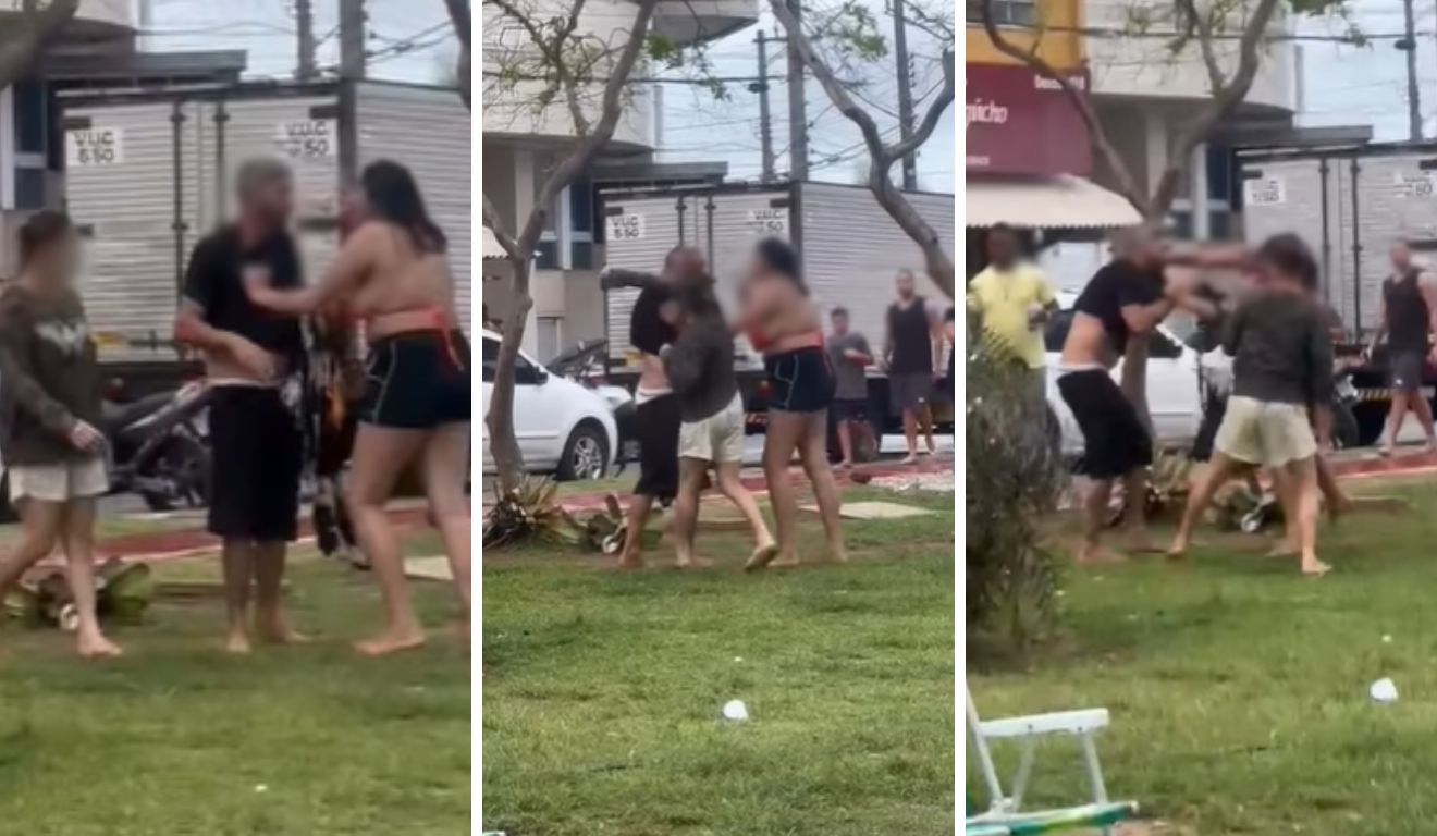 Vídeo mostra pancadaria na orla da Praia da Costa