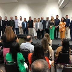 Prefeitos, vices, representantes de municípios, da ONG Transparência Capixaba e do ES em Ação participaram da divulgação do ranking de transparência. Crédito: Edu Kopernick
