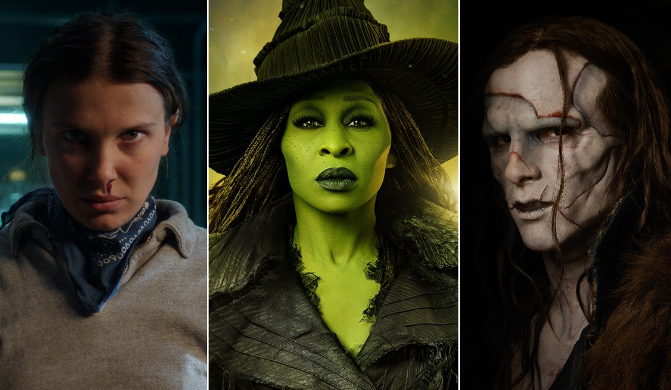 Stranger Things, Wicked e Frankenstein estão entre as estreias do mês (Foto: X/@Stranger_Things/@wickedmovie/@FrankensteinGDT)