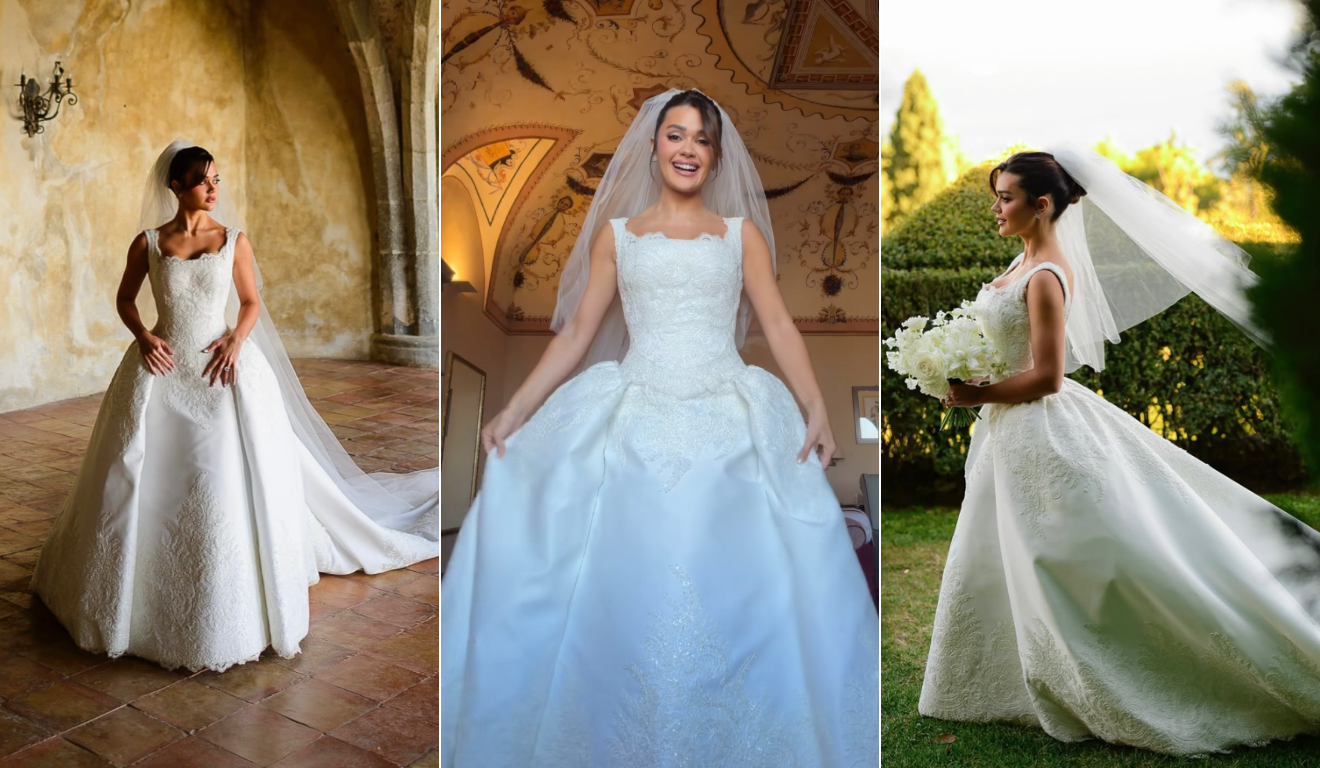 Franciny Ehlke escolhe vestido de estilista capixaba para casamento luxuoso na Itália