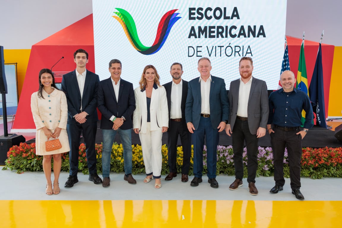 Com governador, prefeito e empresários, Mariana Buaiz e Americo Buaiz Filho inauguram mega sede da Escola Americana de Vitória (Foto: Everton Nunes)