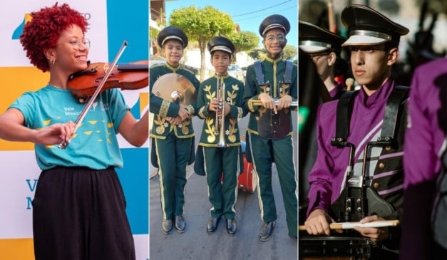 Alice Patrício, os irmãos Isadora, Rafael e Susana Costa e Erick Davi: jovens descobrem talentos ao participar de projetos de música (Fotos: Acervo pessoal)