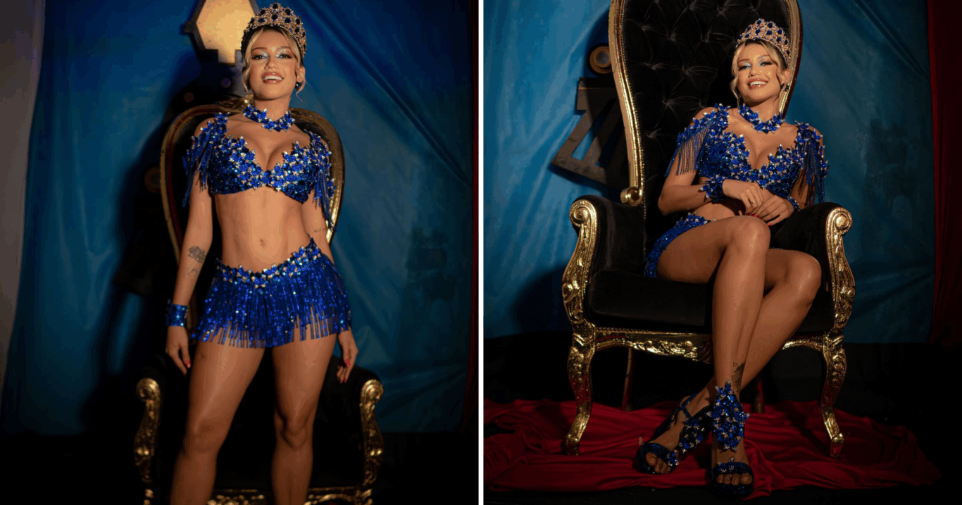 Rainha da Pega no Samba grava conteúdo adulto dentro de pavilhão de escola de samba (Foto: Reprodução/Instagram @karlyanereal)