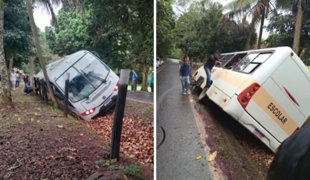VÍDEO | Van escolar com 15 crianças tomba em Viana