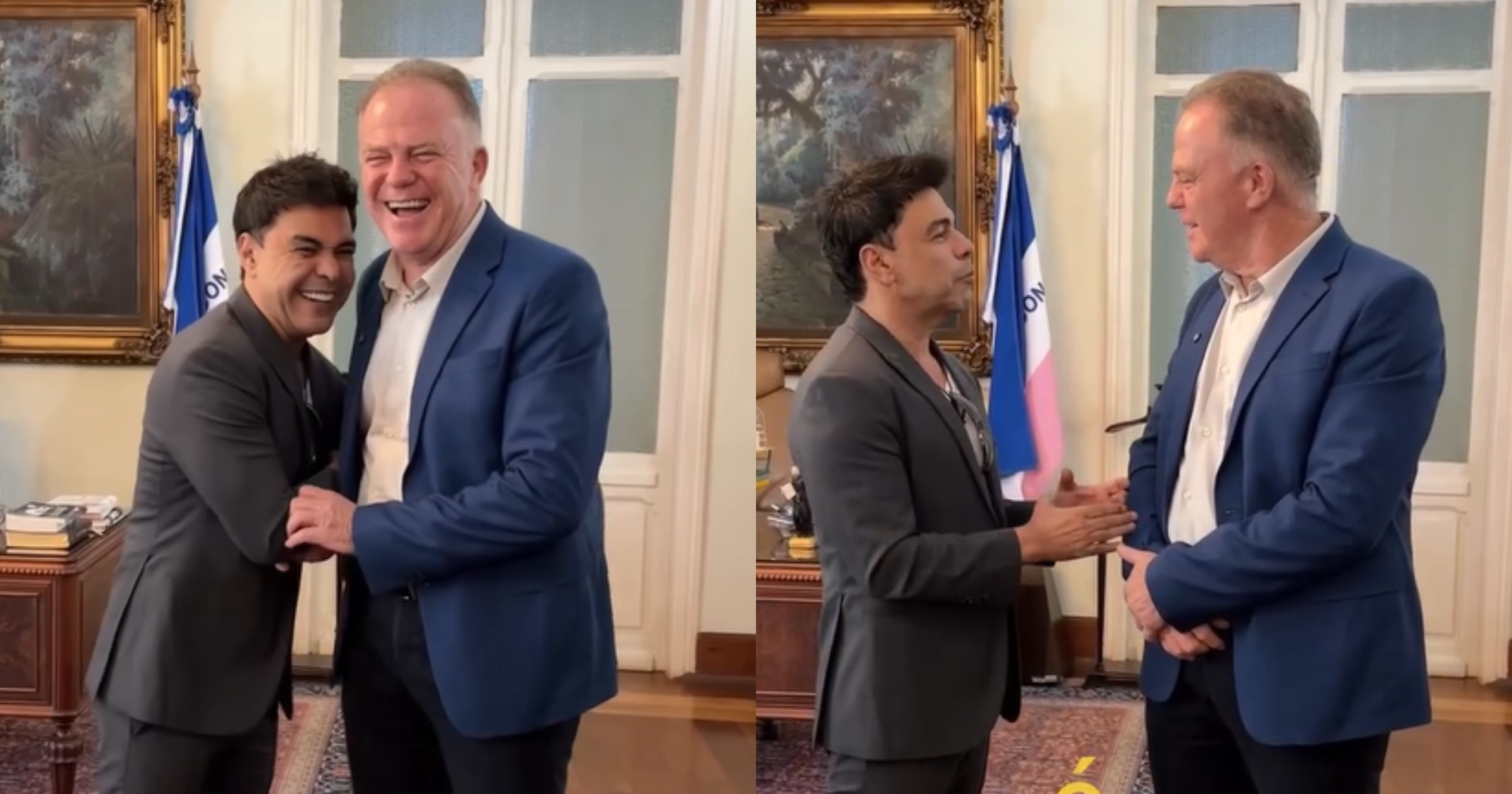Zezé Di Camargo e o governador do Espírito Santo, Renato Casagrande (Foto: Reprodução/Instagram @casagrande_es)