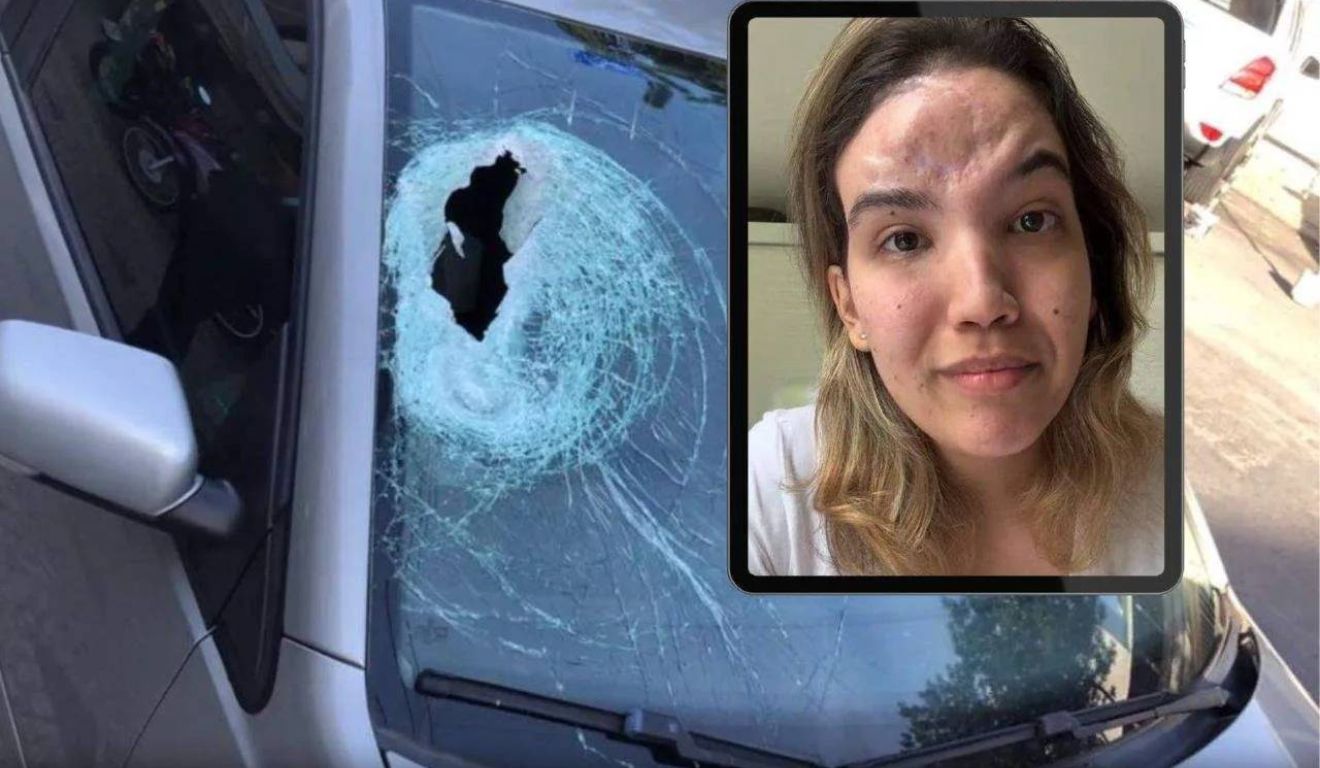 A advogada Michaella Zukowski levou uma pedrada na Rodovia do Sol