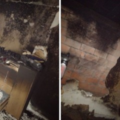 Partes da casa atingida por incêndio em Cariacica