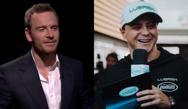 Michael Fassbender e o ex-piloto Felipe Massa. Foto/Montagem: Reprodução YouTube/
The Tonight Show Starring Jimmy Fallon
