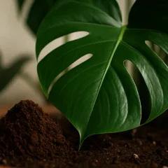 Borra de café na costela-de-adão