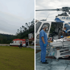 Idoso leva choque elétrico e é resgatado de helicóptero pelo Notaer