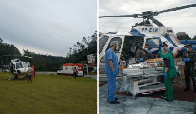 Idoso leva choque elétrico e é resgatado de helicóptero pelo Notaer