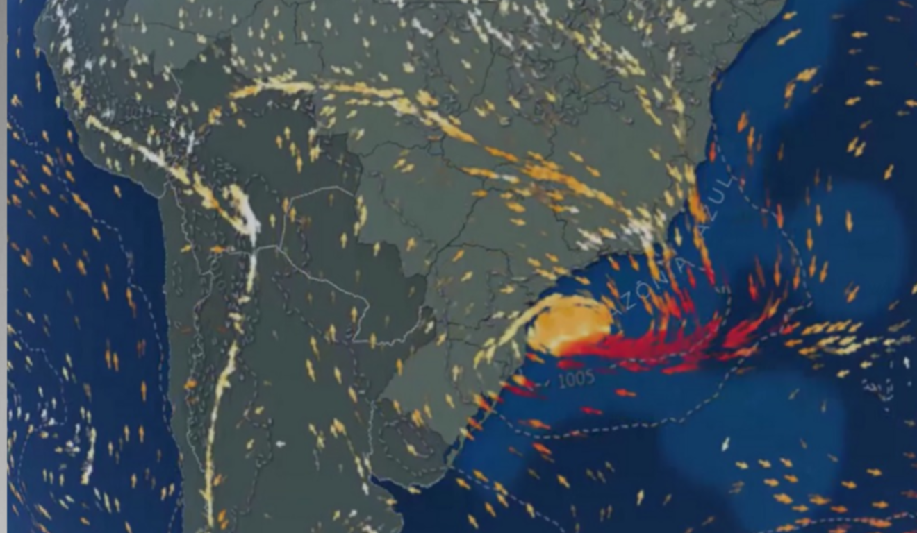 Ciclone que avança pelo Sudeste provoca ventos fortes e risco de tempestades em cidades capixaba