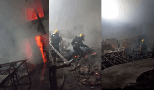 Galpão da Unidos da Piedade após incêndio em área de alegorias, em meio à mobilização da escola para reconstruir o Carnaval/Reprodução Leitor