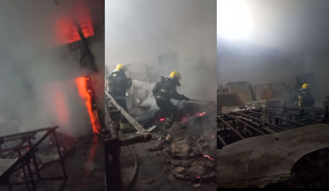 Galpão da Unidos da Piedade após incêndio em área de alegorias, em meio à mobilização da escola para reconstruir o Carnaval/Reprodução Leitor