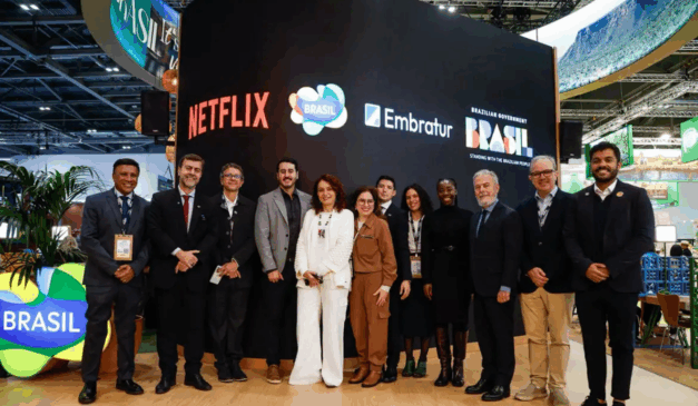 Executivos da Netflix e membros do governo brasileiro participaram do lançamento do guia em Londres. Foto; Embratur/ divulgação