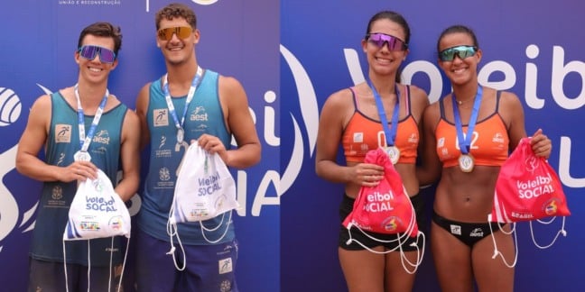 Vinicius Ahnert/Arthur e Ana Paula/Karen na última etapa do Estadual Sub-23 de Vôlei de Praia