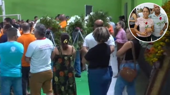 Velório de casal que foi atropelado na Serra (Foto/reprodução: TV Vitória)