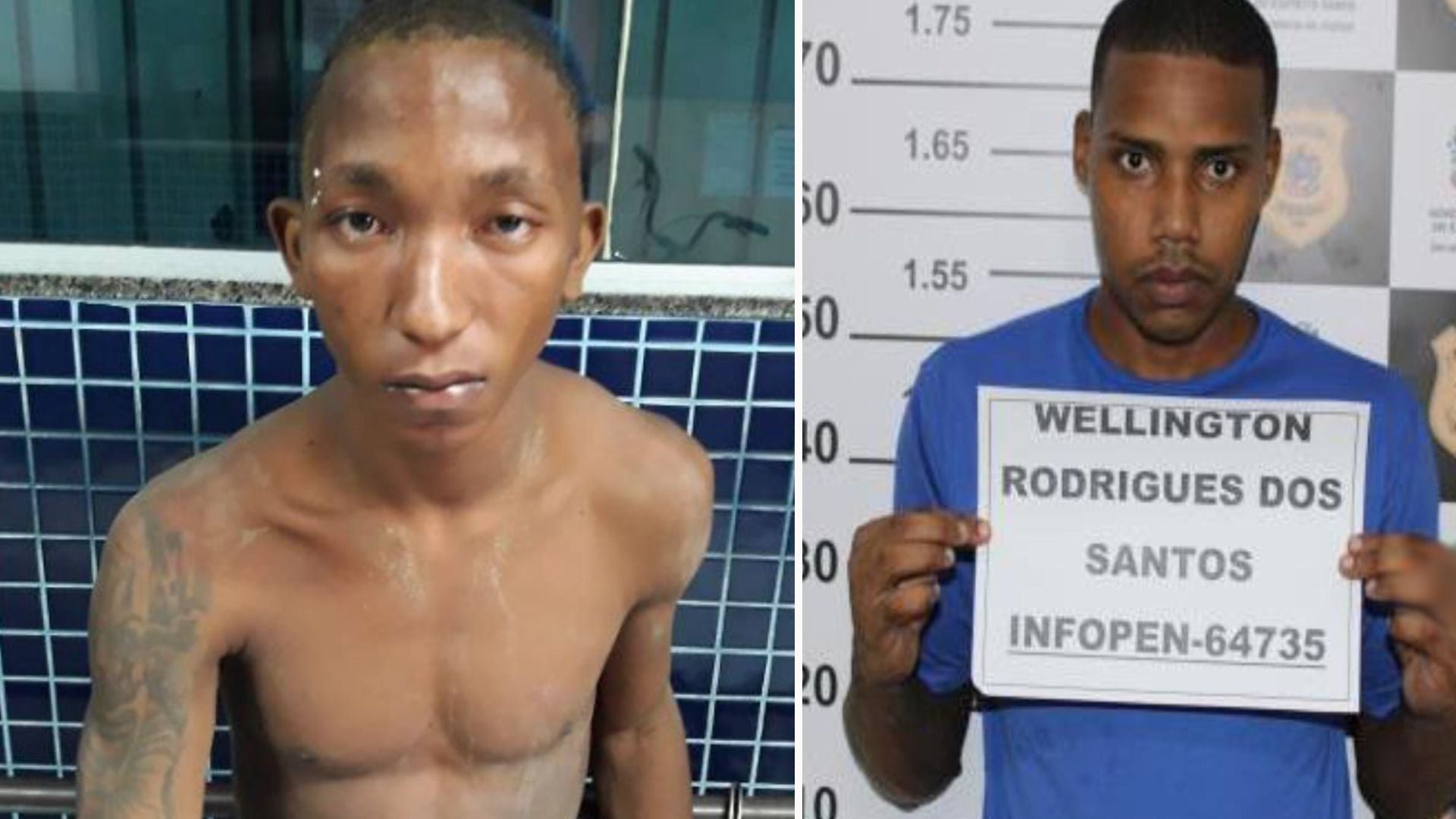 Da esquerda para a direita a vítima Carlos Gabriel Luciano da Silva Wellington Rodrigues dos Santos (Foto/reprodução: TV Vitória/Record.)