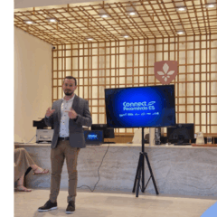 André Spalenza em palestra na reunião do Colegiado da Saúde, no Royal Hospital. Foto: Divulgação