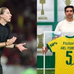 Filipe Luís, do Flamengo, e Abel Ferreira, do Palmeiras (Foto:s Gilvan de Souza/Flamengo e Cesar Greco/Palmeiras)