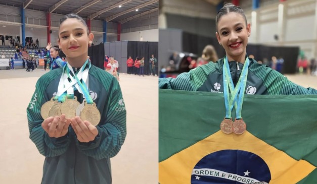 Gisely Benevenuto e Helena Balarini em Campeonato Sul-Americano de Ginástica Rítmica em Posadas, na Argentina