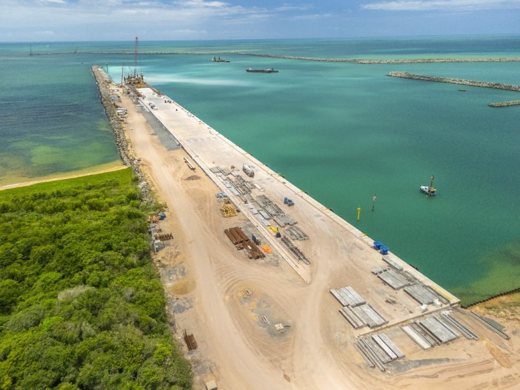 Píer do Porto da Imetame que vai receber contêineres está em fase final de obras. Maior parte da concretagem já foi realizada. Crédito: Divulgação Píer do Porto da Imetame que vai receber contêineres está em fase final de obras. Maior parte da concretagem já foi realizada. Crédito: Divulgação