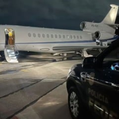 Aeronave do dono do Banco Master, Daniel Vorcaro, apreendida pela PF após sua prisão. Foto: Divulgação/PF