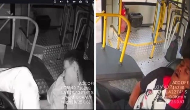 O homem que furtou o ônibus dormia quando foi encontrado. Foto: Reprodução/TV Vitória