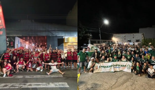Torcidas de Flamengo e Palmeiras se reúnem para assistir à final da Libertadores na Grande Vitória