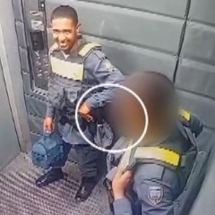 Soldado aluno da PM solta jato de spray de pimenta em elevador de shopping