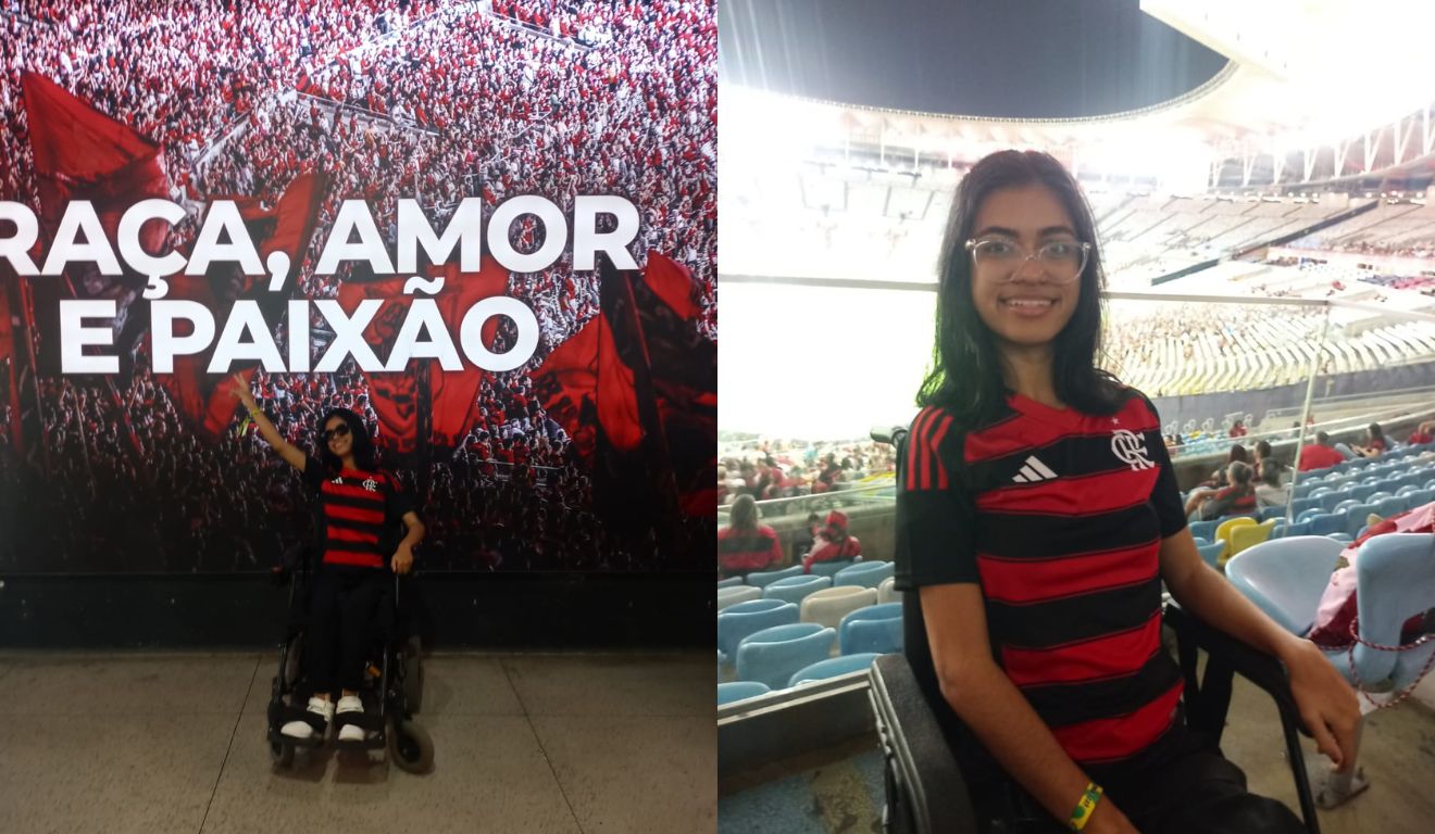 Vitória Reis realizou o sonho de ver o Flamengo no Maracanã. Foto: Arquivo pessoal Vitória Reis realizou o sonho de ver o Flamengo no Maracanã. Foto: Arquivo pessoal