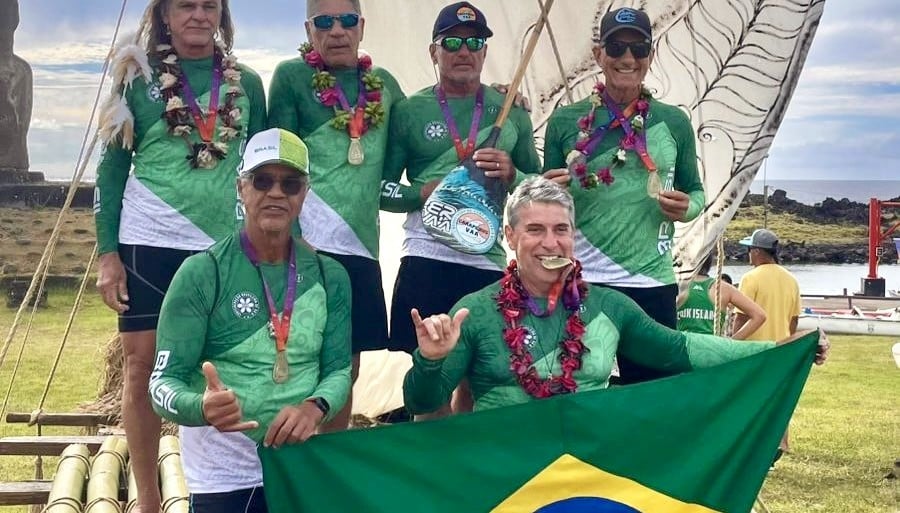 Ouro capixaba no Panamericano de Canoa Havaiana na Ilha de Páscoa