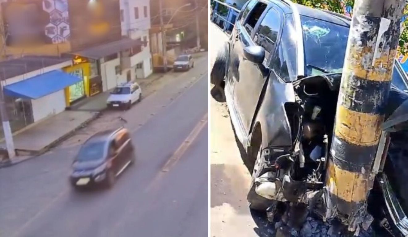 Carro bate em poste Piúma