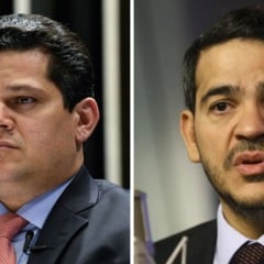 O presidente do Senado, Davi Alcolumbre, e o indicado ao STF, Jorge Messias