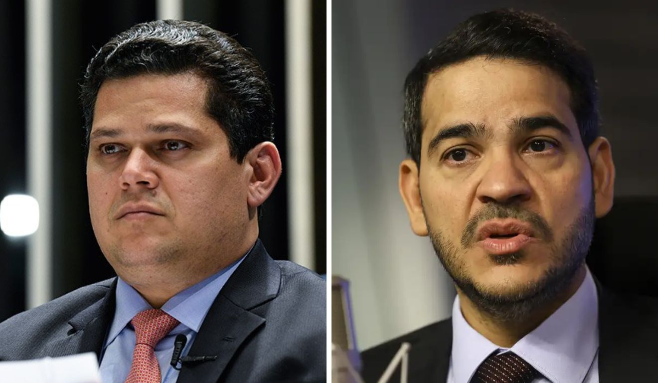 O presidente do Senado, Davi Alcolumbre, e o indicado ao STF, Jorge Messias
