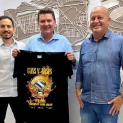 Euclério e organizadores do show do Guns N' Roses no Espírito Santo.