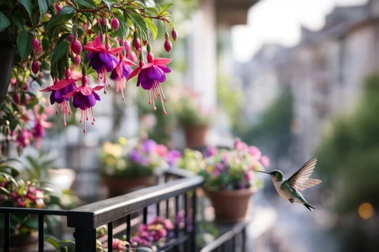 fúcsia e suas flores pendentes para atrair beija-flores para sua varanda