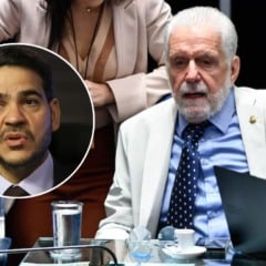 Jaques Wagner, líder do governo no Senado e, em destaque, Jorge Messias, indicado ao STF.