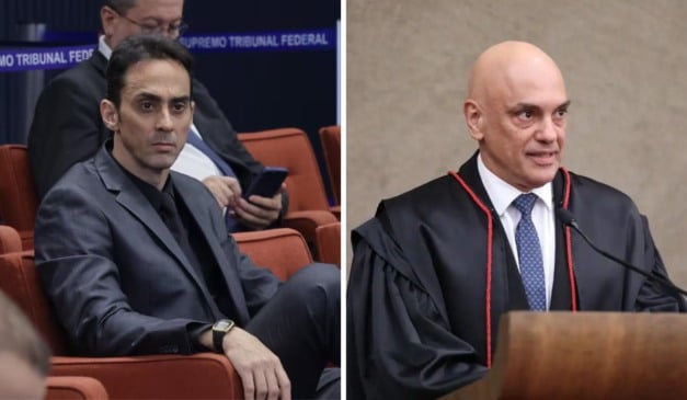 Rodrigo Bezerra de Azevedo, militar das Forças Especiais e réu da trama golpista, e o ministro do STF Alexandre de Moraes.