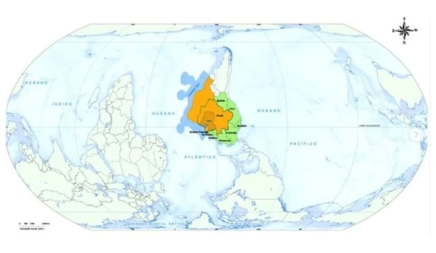 Mapa múndi feito pelo IBGE para a COP 30