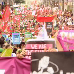 Marcha Global pelo Clima, organizada pela Cúpula dos Povos, realizada neste sábado, 15, em Belém (PA), durante a COP30