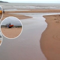 Rio Reis Magos, em Nova Almeida, onde barcos encalharam, na Serra. Foto: Reprodução/TV Vitória