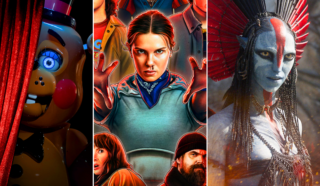Dezembro fecha o ano com a sequência de "Five Nights at Freddy's", os episódios finais de "Stranger Things" e o épico "Avatar: Fogo & Cinzas" (Foto: Reprodução/X/@FNAFMovie/@Stranger_Things/@officialavatar)