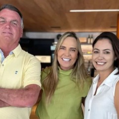 O ex-presidente Jair Bolsonaro, a vice-governadora do DF, Celina Leão, e Michelle Bolsonaro.