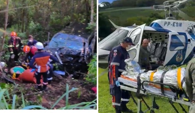 Acidente em Brejetuba deixa oito pessoas feridas. Fotos: CBMESNotaer.