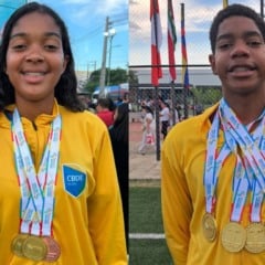 Jogos Sul-Americanos Escolares 2025. Assunção, Paraguai. Ana Elizia dos Santos e Matheus Ngome